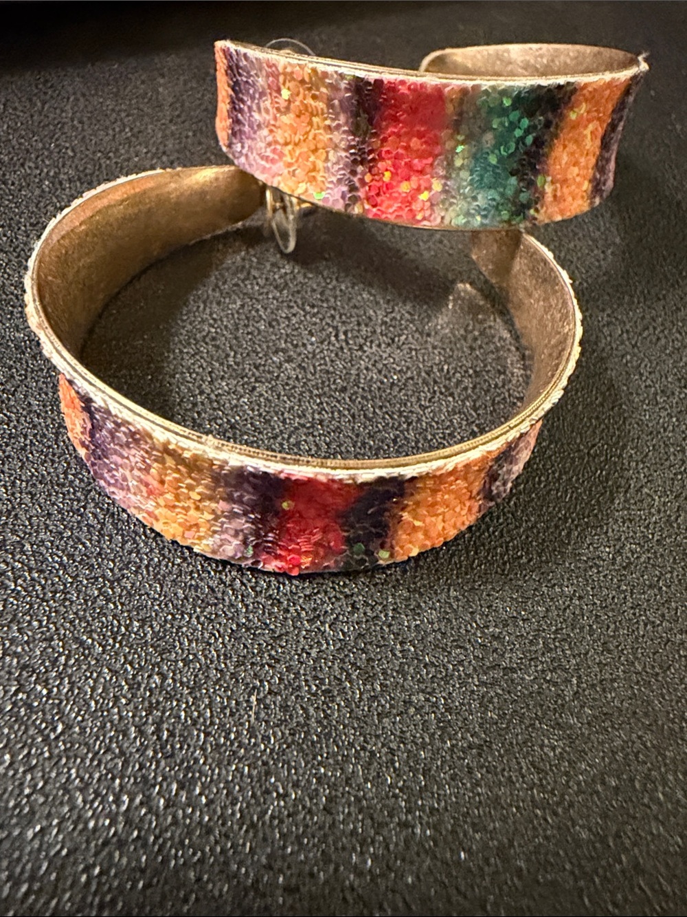Rainbow Sequin Hoop Earrings - Multicolor Sparkle